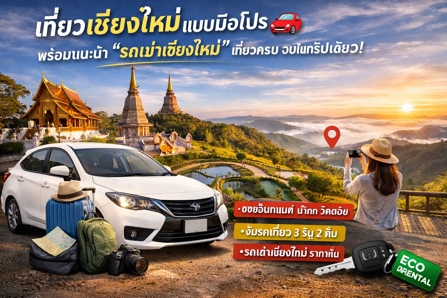 🚗 เที่ยว เชียงใหม่ แบบมือโปร พร้อมแนะนำ “รถเช่าเชียงใหม่” เที่ยวครบ จบในทริปเดียว